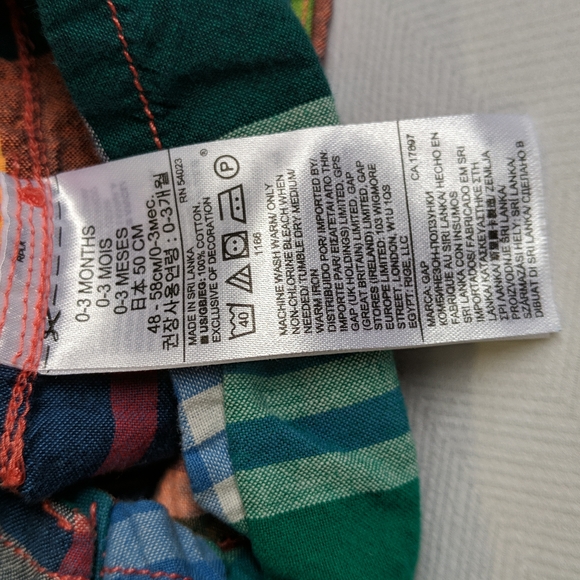 babyGap summer plaid henley romper with bear pocket 0-3 months baby boy - Picture 5 of 6